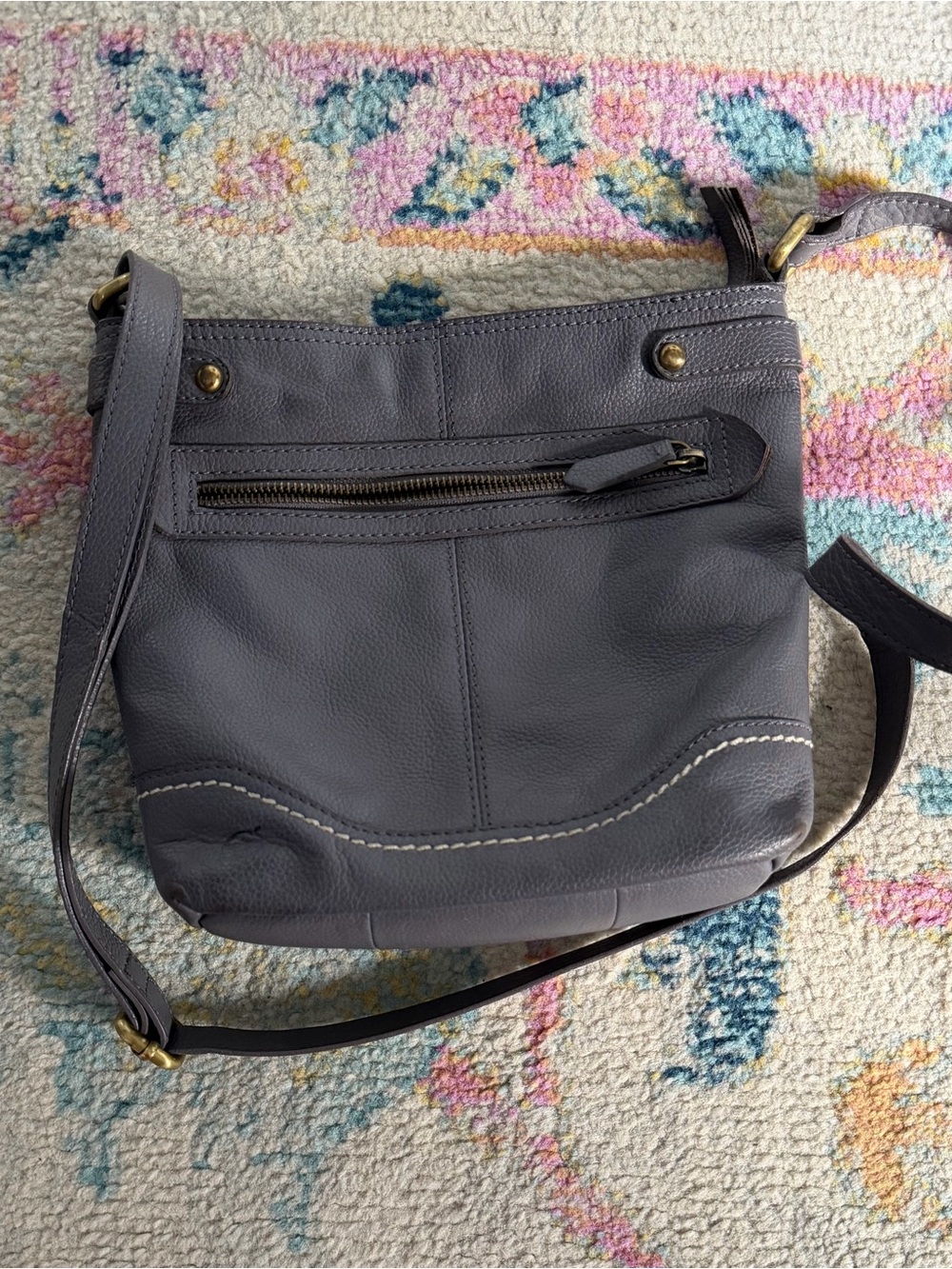 Born Pebbled Leather Crossbody in Slate Gray